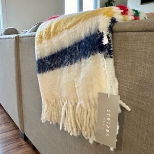 HBC STRIPES Lightweight wool-blend blanket in classic stripe colours